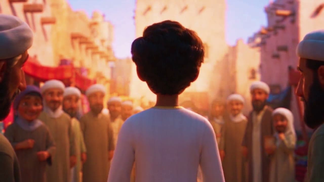 04. Medium, from behind. The boy alone in the street, backlit, the crowd soft.